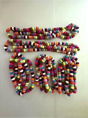 Trader Joe’s Christmas Rainbow Wool Garland 9 Feet Long - SET OF 5 Garlands